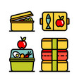 lunchbox outline icon set 3 vector image vector image