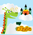 cartoon dragon and castle vector image vector image