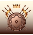crown bronze shield and crossed spears vector image