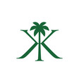 palm tree kk double k letter mark logo icon vector image vector image