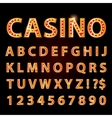 orange neon lamp letters font show casino vector image