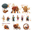 steampunk cartoon set vector image vector image