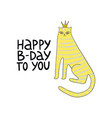 happy birthday card with cat vector image