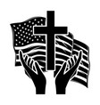 prayer hands on american flag background vector image vector image