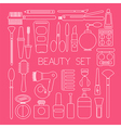 beauty set icons in pink color vector image vector image