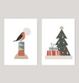 retro christmas greeting cards invitations set vector image vector image