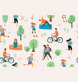 seamless pattern with active young people vector image