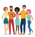 smiling young hugging friends group people vector image