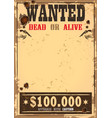 wild west bounty or wanted paper vector image