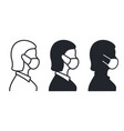 woman profile face in medical mask icon on white vector image