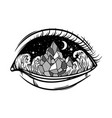 hand drawn of landscape in human eye creative vector image vector image