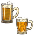 set of hand drawn beer mug on white background vector image