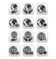 globe earth with hands icons set refle vector image