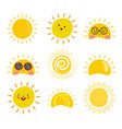 various styles sun icons vector image