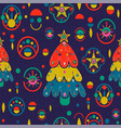 christmas background of colorful retro pine tree vector image