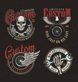 vintage custom motorcycle colorful labels vector image