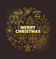 merry christmas round golden outline vector image