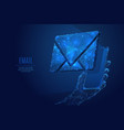 email on smartphone low poly blue vector image vector image