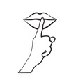 keep silence silhouette icon be quiet lips vector image