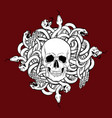 realistic human skull with wings and bunch vector image vector image