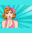 woman looking and hand up ok action vector image