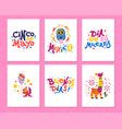 collection cards with traditional decoration vector image