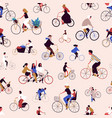 different cartoon people cyclist seamless pattern vector image vector image