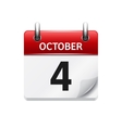 october 4 flat daily calendar icon date vector image