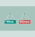 open and closed signs hanging plates vector image