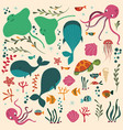 collection of colorful sea and ocean animals vector image