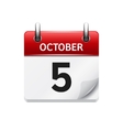 october 5 flat daily calendar icon date vector image