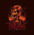 skull emblem in a cap with ping pong vector image vector image
