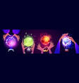 cartoon set of witch hands with magic ball vector image
