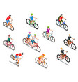 cyclists isometric icons set vector image vector image