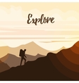 man hiker on a top mountain minimal flat vector image