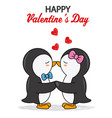 cute penguins kissing vector image