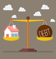 house and debt balance on the scale vector image vector image
