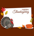 happy thanksgiving frame turkey and pie vector image vector image