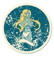 distressed sticker tattoo style icon a pinup vector image vector image