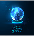 merry christmas greeting card with snow globe vector image vector image