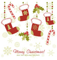 ornate christmas card with xmas stocking vector image
