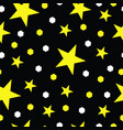 seamless pattern - yellow stars black background vector image