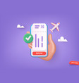 online booking flight tickets concept on mobile vector image vector image