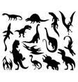 dinosaur silhouettes set dino monsters icons vector image