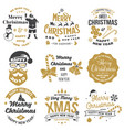 set of merry christmas and happy new year stamp vector image