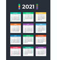 calendar for 2021 on white background vector image vector image