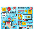 online shopping and ordering process chart vector image vector image