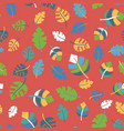 tropical leaves hand drawn seamless pattern black vector image vector image