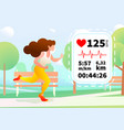 pretty girl run in a urban park with heartrate vector image