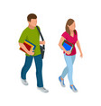 isometric a students with gadgets and books vector image